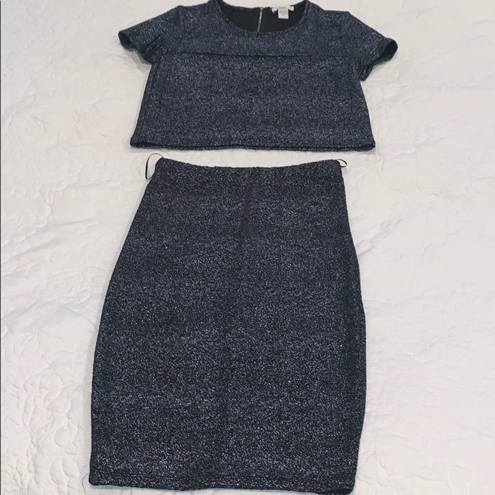 Navy Pencil Skirt with Crop Top